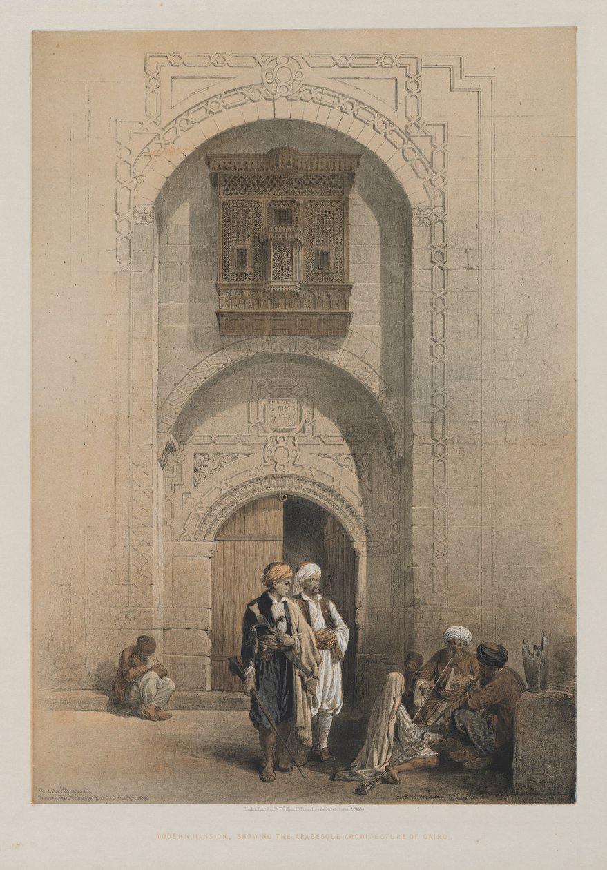 Egypten og Nubien, bind III: Moderne palæ, der viser den arabiske arkitektur i Kairo, 1849. af Louis Haghe