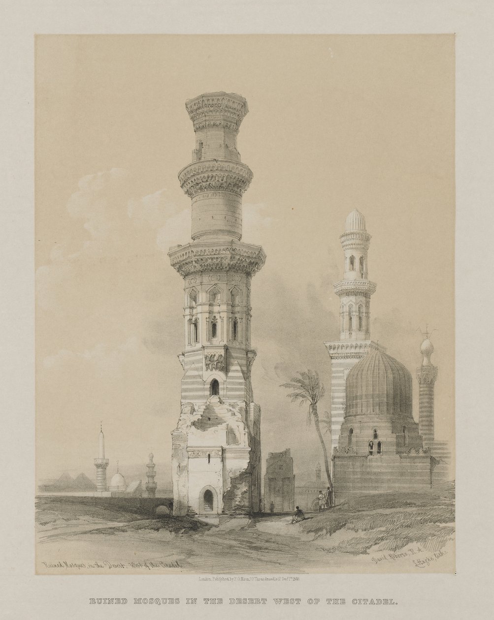 Egypten og Nubien, bind III: Ødelagte moskeer i ørkenen, vest for citadellet af Louis Haghe