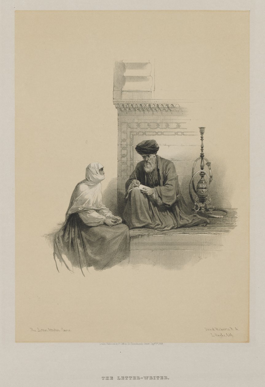 Egypten og Nubien, bind III: Brevskriveren, Kairo, 1849. af Louis Haghe