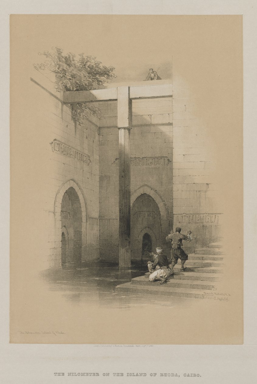 Egypten og Nubien, bind III: Nileometeret. Øen Rhoda, 1849. af Louis Haghe