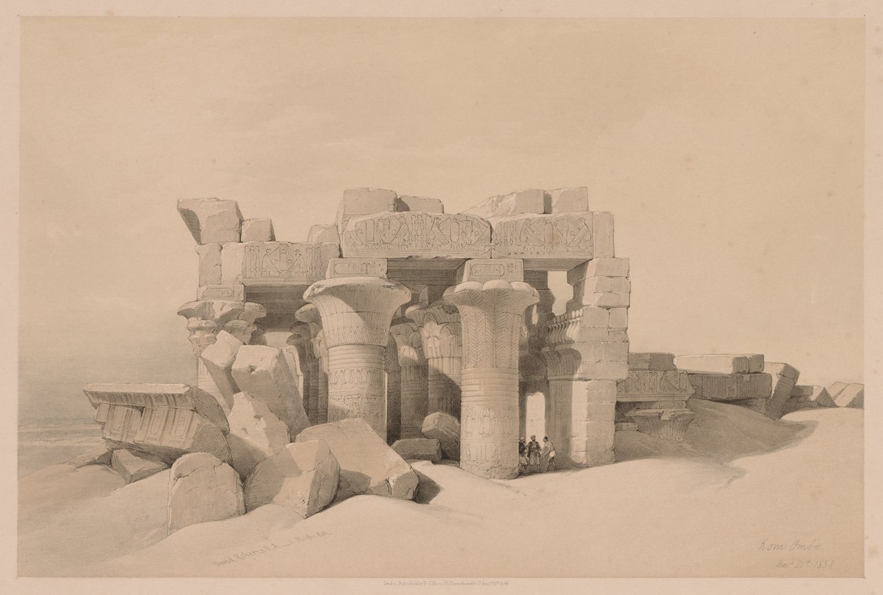 Egypten og Nubien: bind II - nr. 42, ruinerne af Kom Ombo, 1838. af Louis Haghe