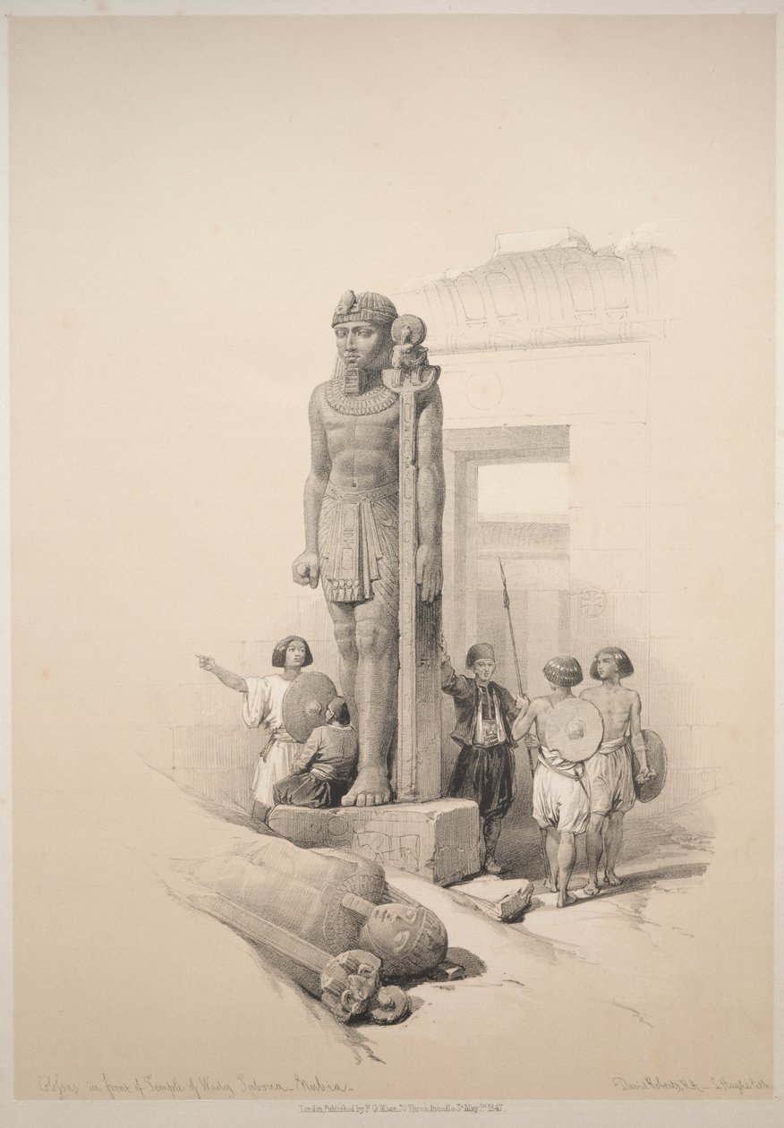 Egypten og Nubien: bind II - nr. 7, Colossi ved Wady Saboua af Louis Haghe