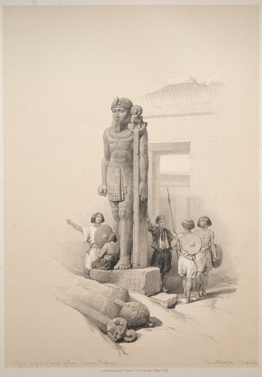 Egypten og Nubien: bind II - nr. 7, Colossi ved Wady Saboua, 1838. af Louis Haghe