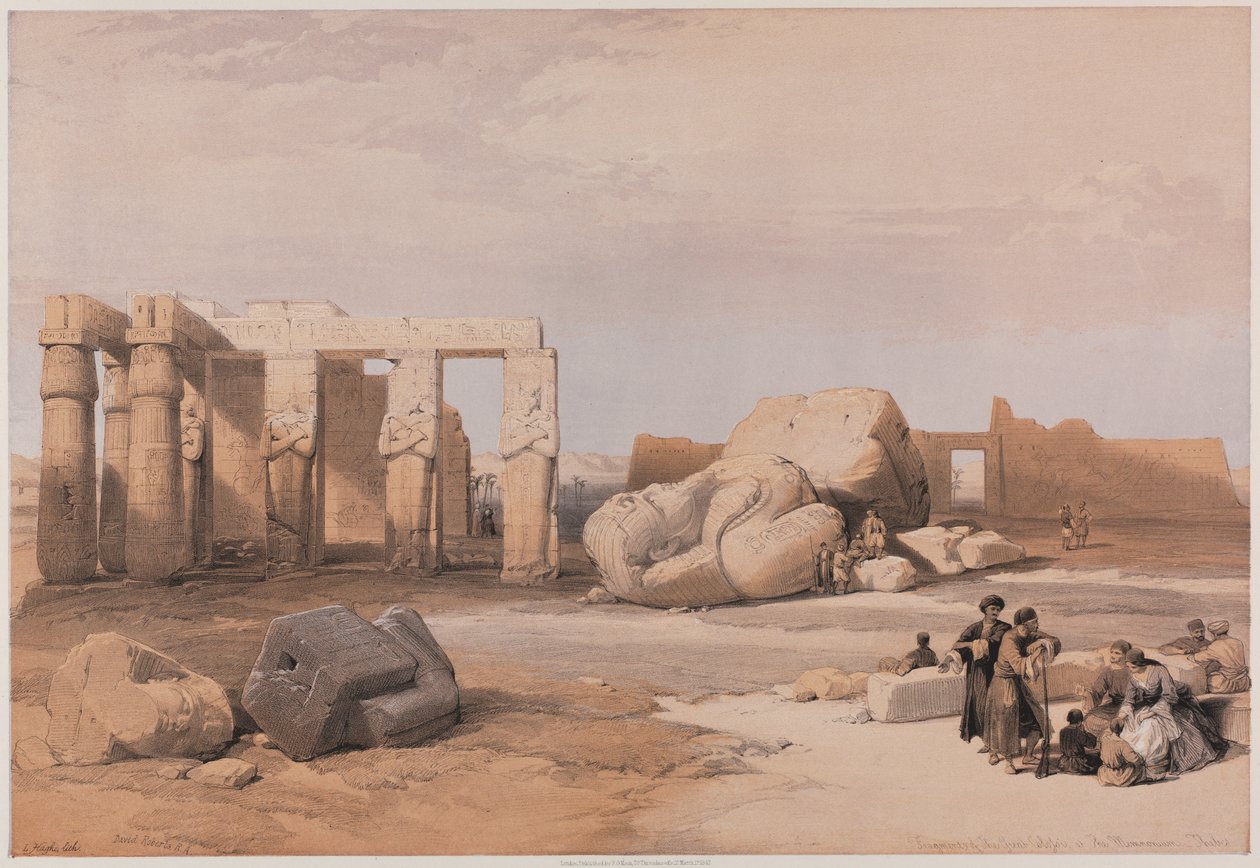 Egypten og Nubien, bind II: Fragmenter af de store kolosser ved Memnonium, Theben af Louis Haghe