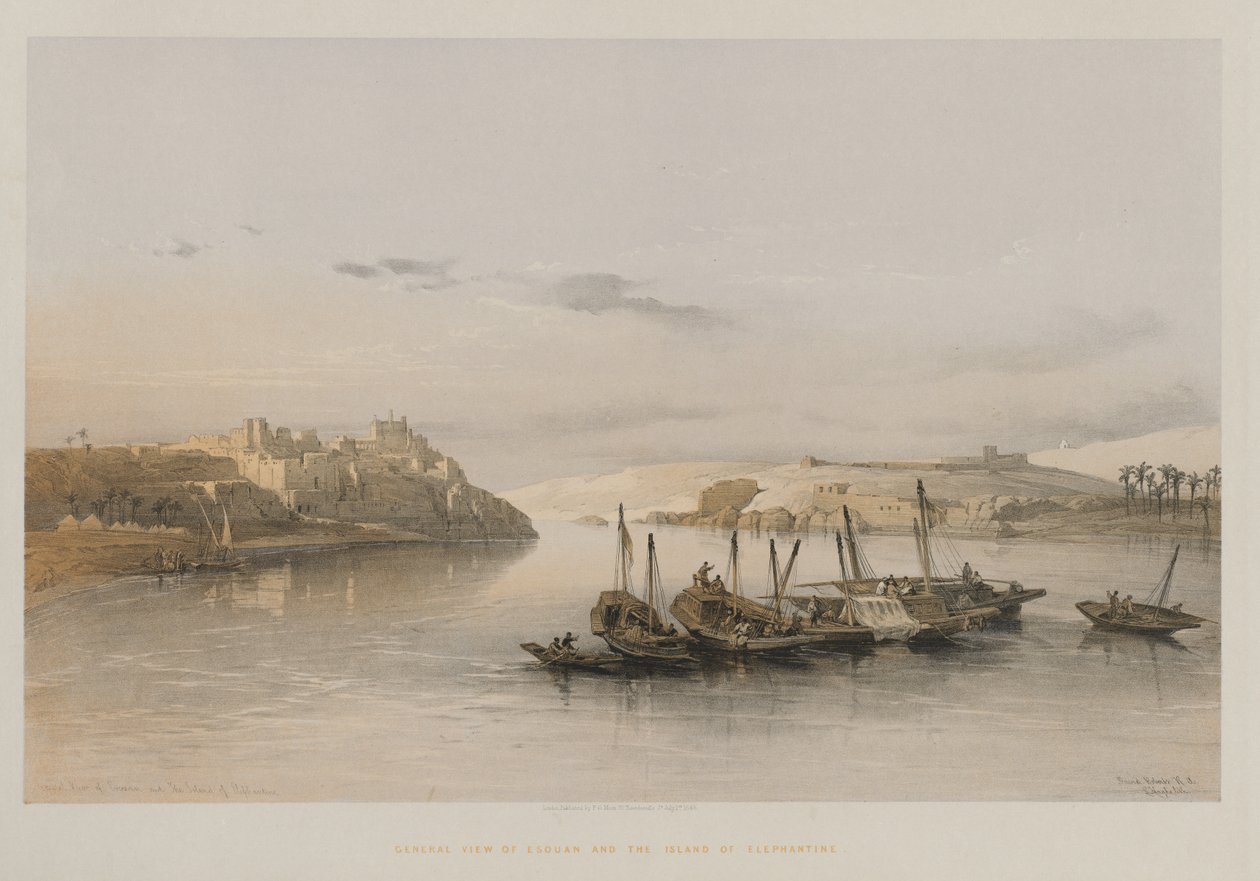 Egypten og Nubien, bind II: Generelt syn på Esouan og øen Elephantine, 1848. af Louis Haghe