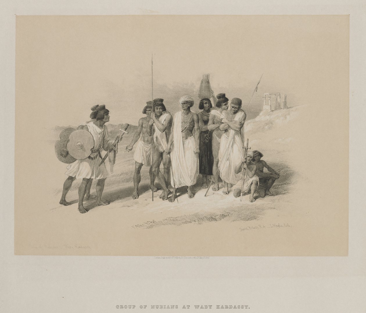 Egypten og Nubien, bind II: Gruppe af nubiere-Wady Kardasey, 1847. af Louis Haghe