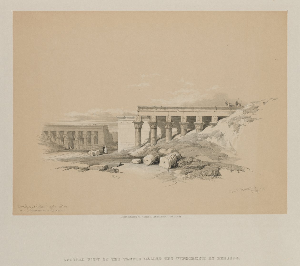 Egypten og Nubien, bind II: Sidebillede af templet kaldet Typhonoeum ved Dendera af Louis Haghe
