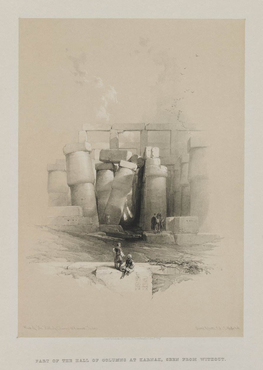 Egypten og Nubien, bind II: Del af søjlehallen i Karnak, Theben af Louis Haghe