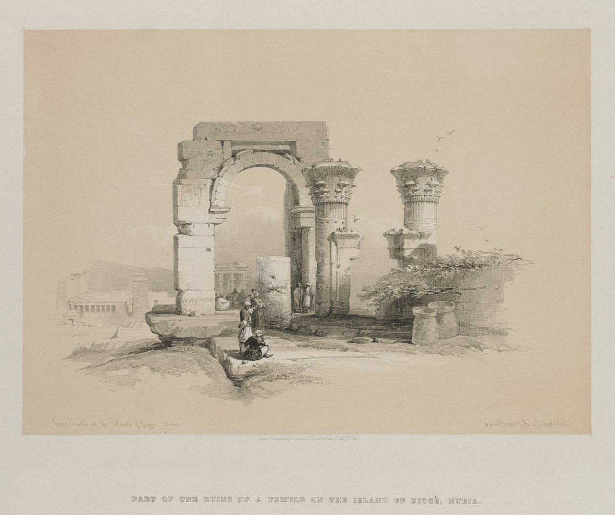 Egypten og Nubien, bind II: Ruiner - Tempel på øen Biggeh, Nubien, 1847. af Louis Haghe