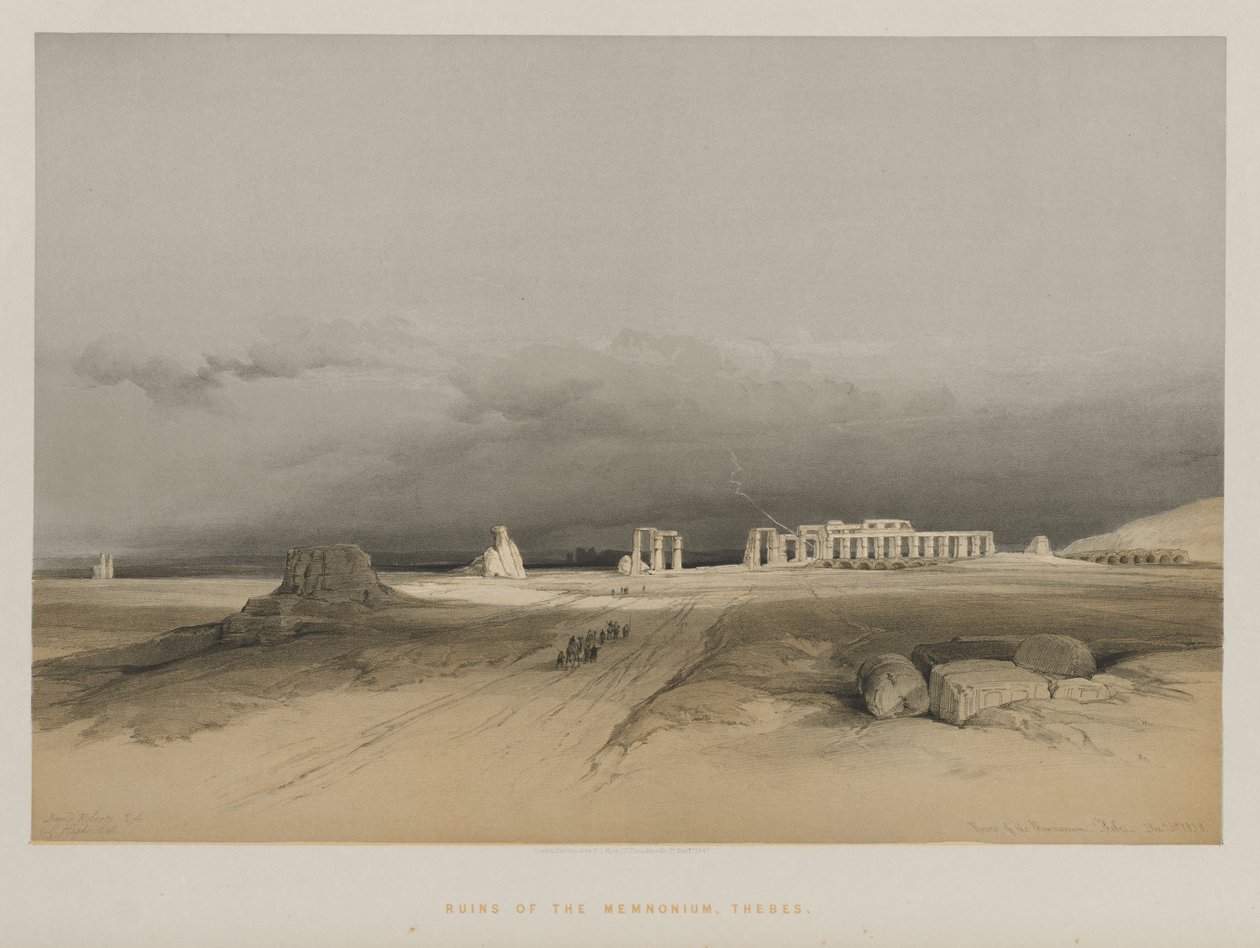 Egypten og Nubien, bind II: Ruiner af Memnonium, Theben, 1847. af Louis Haghe