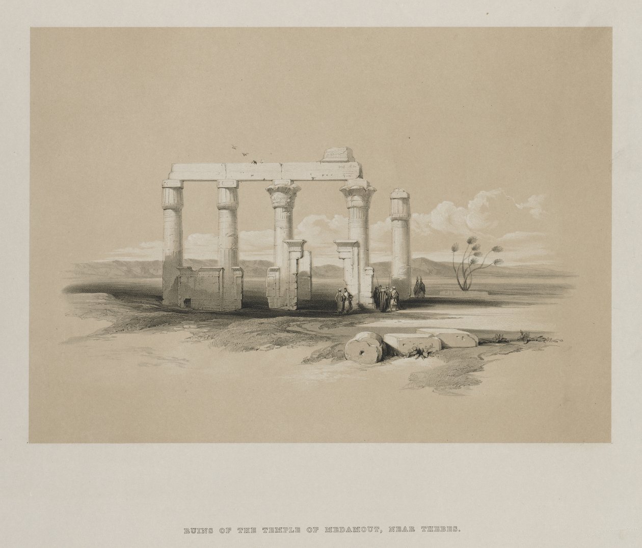 Egypten og Nubien, bind II: Ruinerne af Madamoudtemplet i Theben, 1847. af Louis Haghe