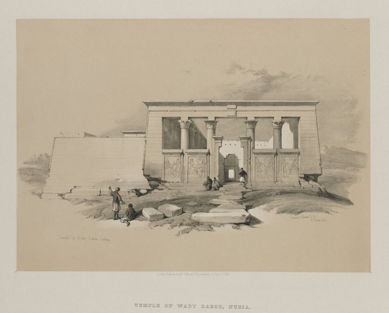 Egypten og Nubien, bind II: Templet ved Wady Dabod, Nubien, 1848. af Louis Haghe