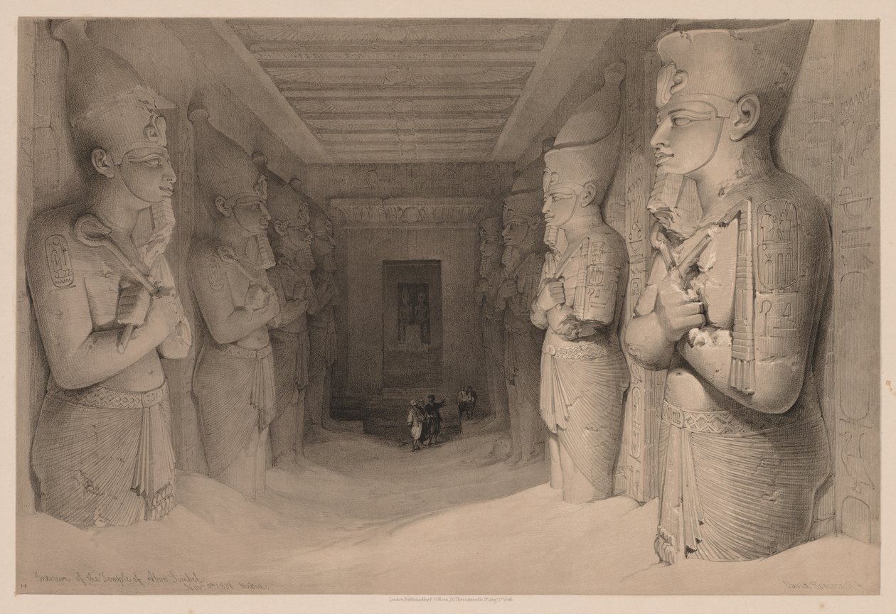 Egypten og Nubien: Bind I - nr. 14, Interior of the Temple Aboo Simbel, 1836. af Louis Haghe