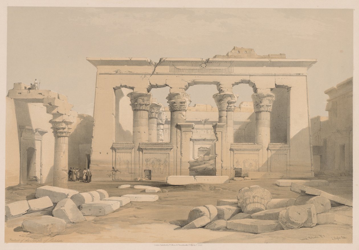 Egypten og Nubien: Bind I - nr. 28, Portico of the Temple of Kalabshi, 1838. af Louis Haghe