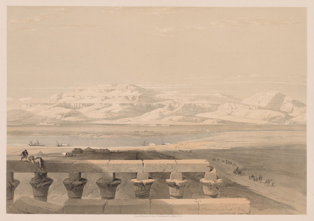 Egypten og Nubien: Bind I - nr. 30, Lybian Chain of Mountains fra Luxor-templet af Louis Haghe