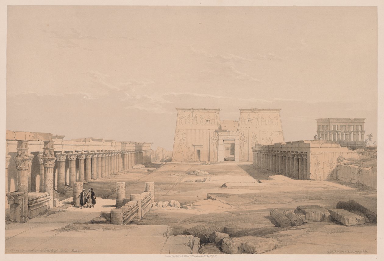 Egypten og Nubien: bind I - nr. 42, Grand Approach to the Temple of Philae, Nubia af Louis Haghe