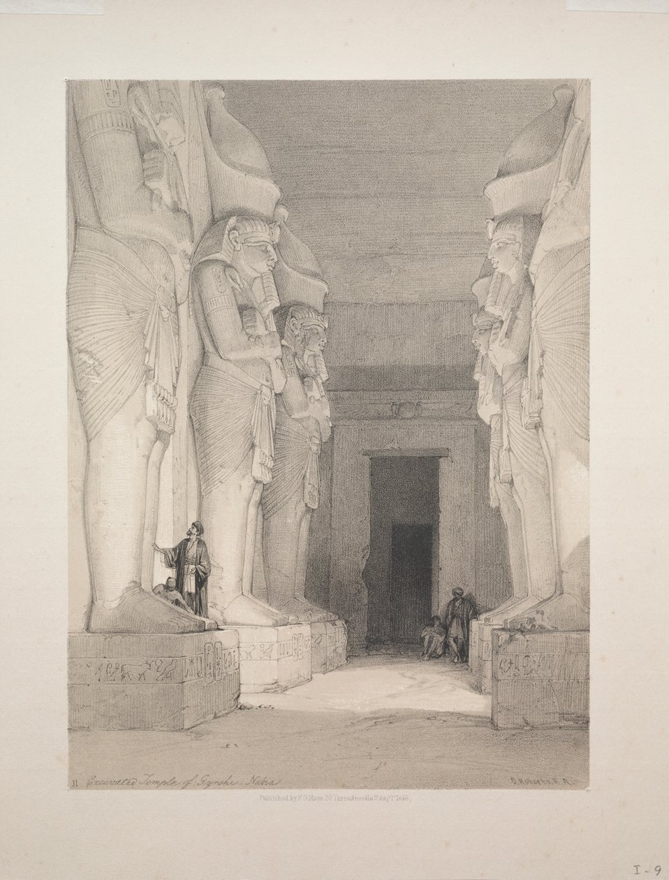Egypten og Nubien: Bind I - nr. 9, Udgravet Gyrshe-tempel, Nubien af Louis Haghe