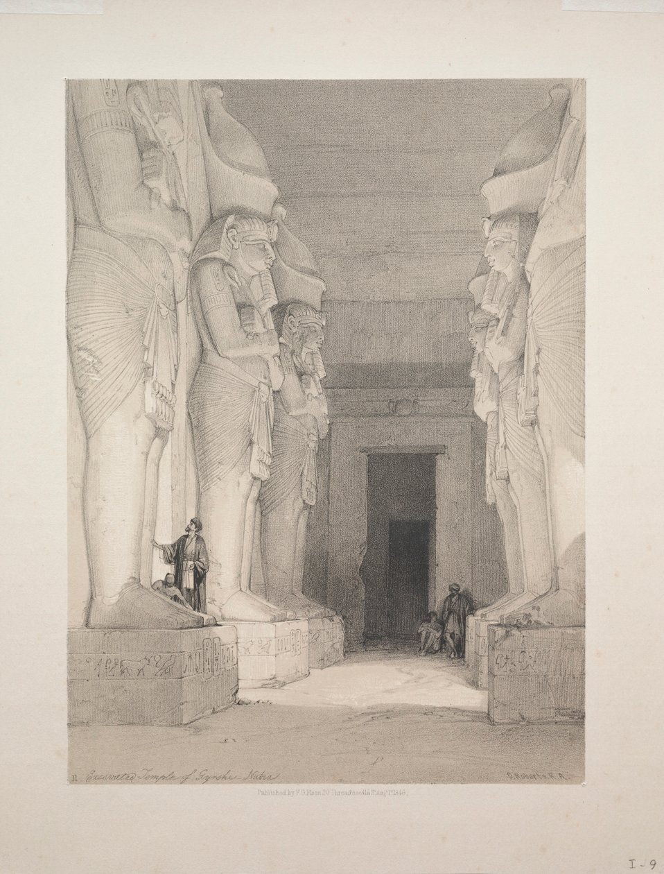 Egypten og Nubien: bind I - nr. 9, Gyrshes udgravede tempel, Nubien, 1838. af Louis Haghe