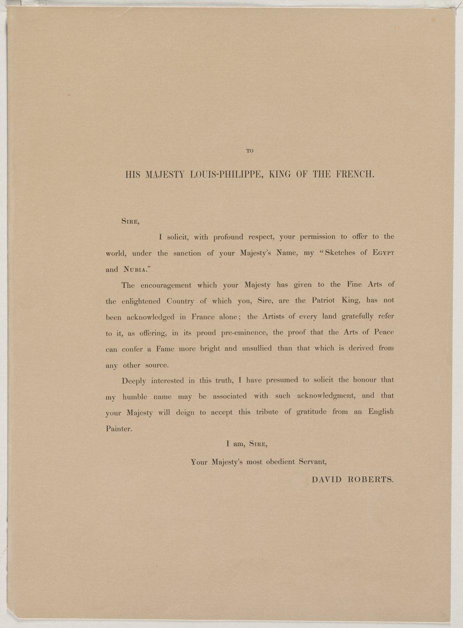 Egypten og Nubien, bind I: Dedikationsside, 1846. af Louis Haghe