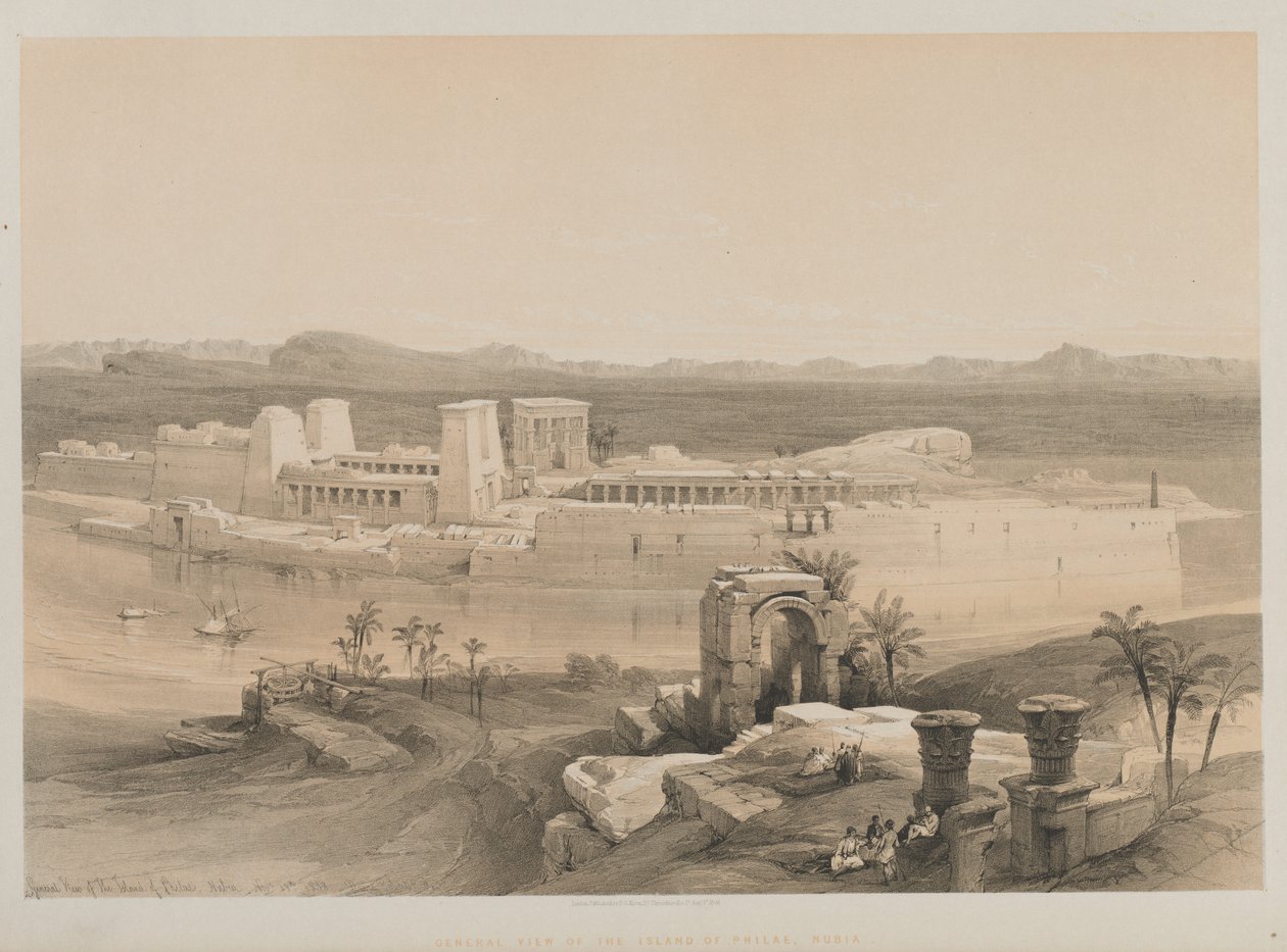Egypten og Nubien, bind I: Generelt syn på øen Philae, Nubien, 1846. af Louis Haghe