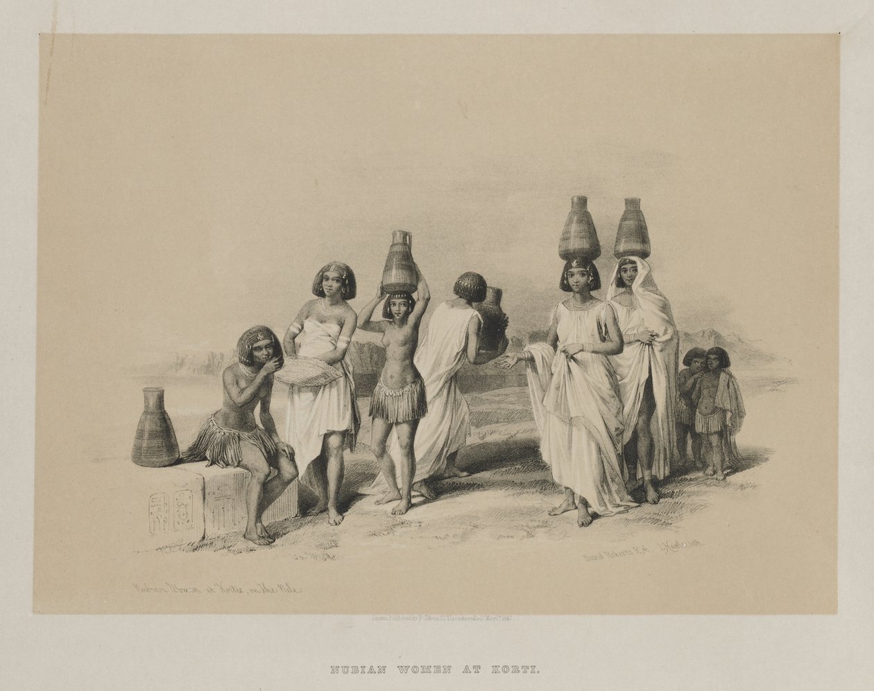 Egypten og Nubien, bind I: Nubian Women at Kortie, on the Nile af Louis Haghe