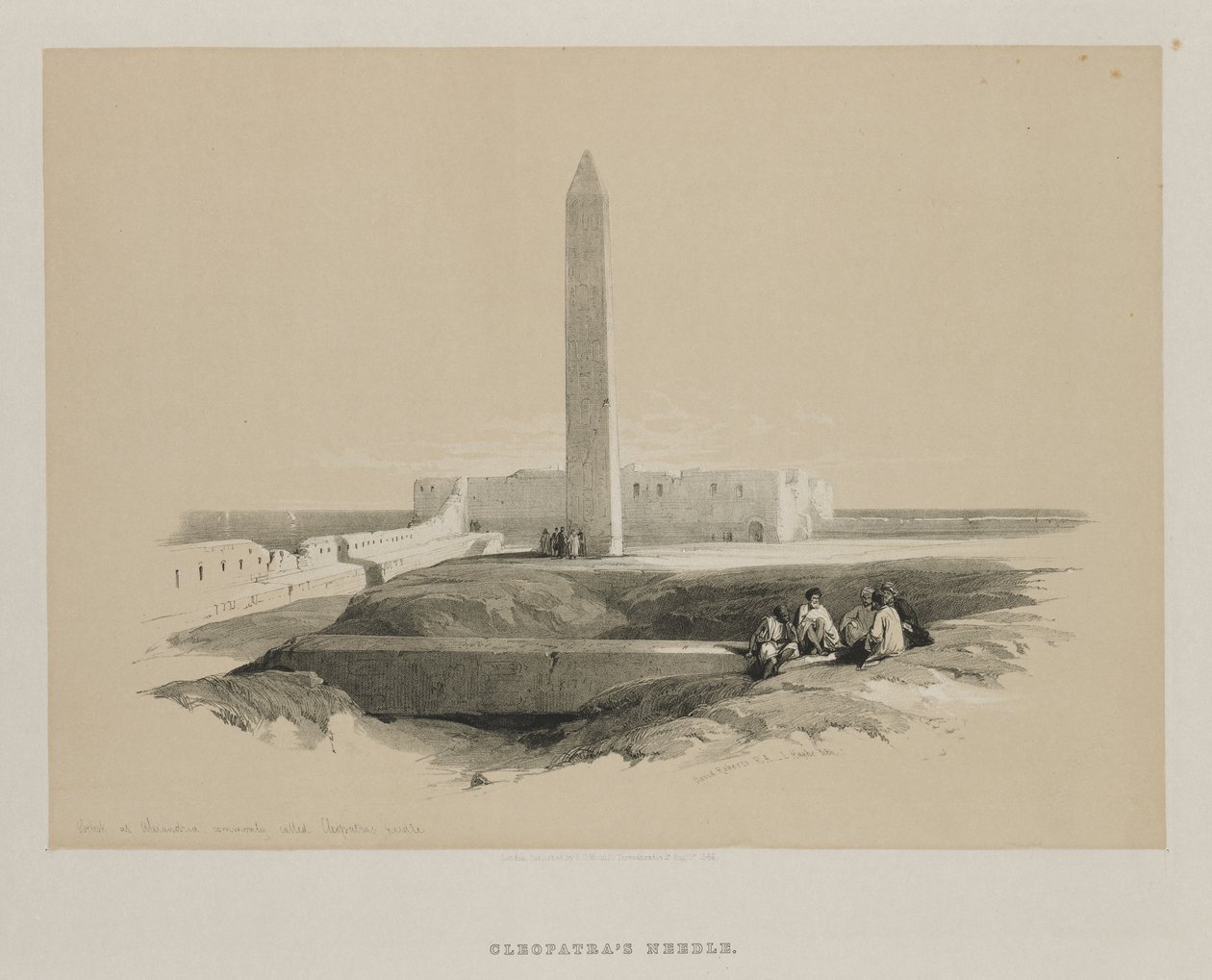 Egypten og Nubien, bind I: Obelisk i Alexandria, almindeligvis kaldet Cleopatras nål af Louis Haghe