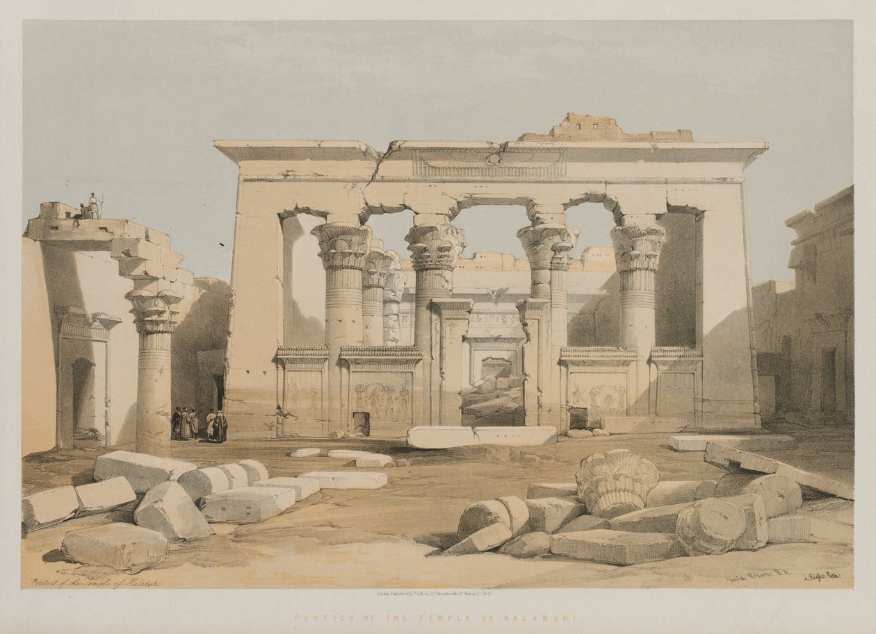 Egypten og Nubien, bind I: Portiko af Kalabshe-templet af Louis Haghe