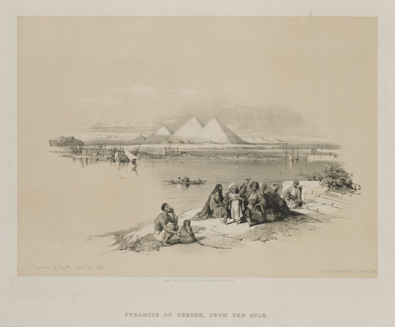 Egypten og Nubien, bind I: Pyramids of Geezeh, fra Nilen af Louis Haghe