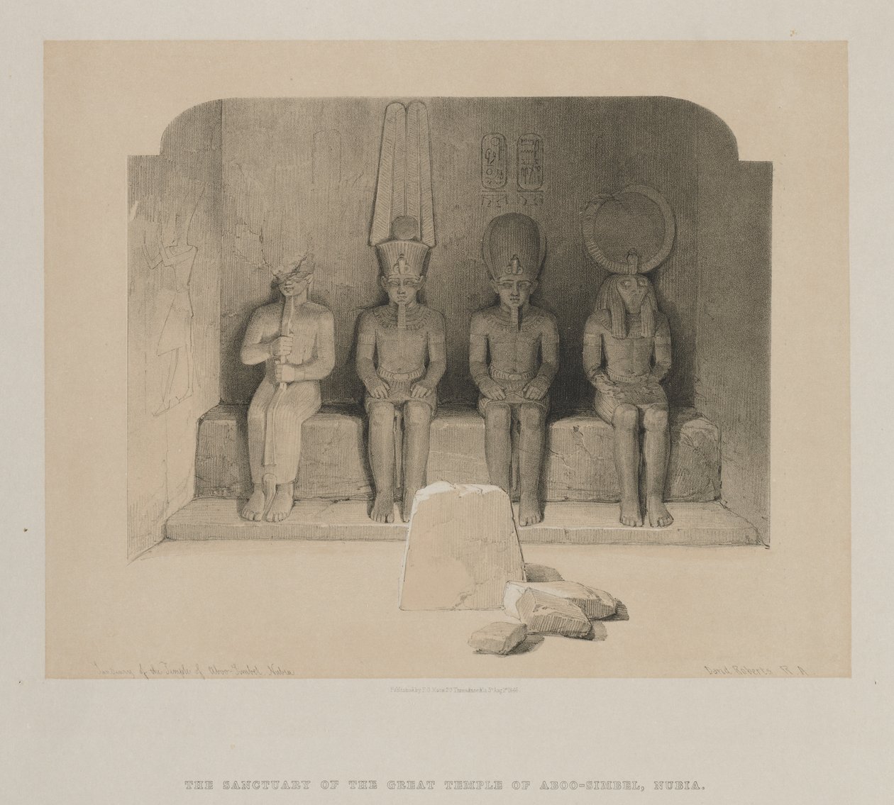 Egypten og Nubien, bind I: Helligdommen for Aboo-Simbel-templet, Nubien, 1846. af Louis Haghe