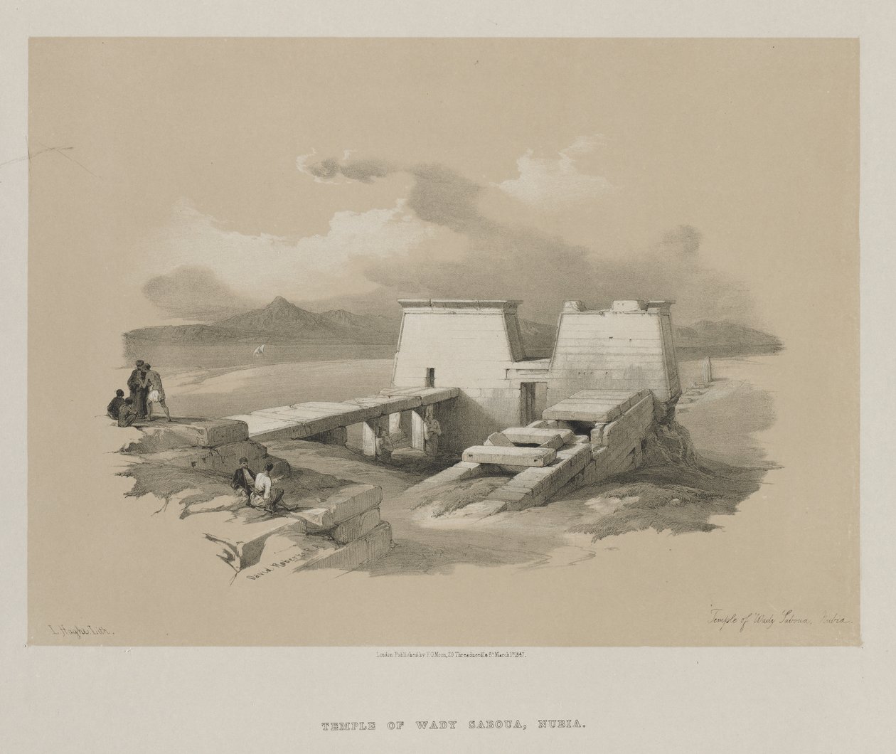 Egypten og Nubien, bind I: Wady Sabouas tempel, Nubien, 1846. af Louis Haghe