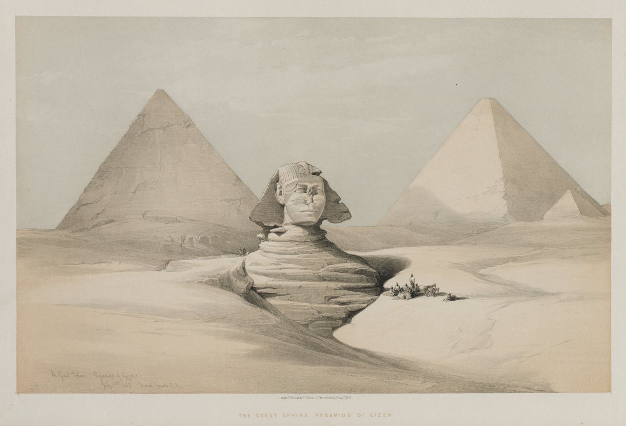 Egypten og Nubien, bind I: Den store sfinks, pyramiderne i Gezeeh af Louis Haghe