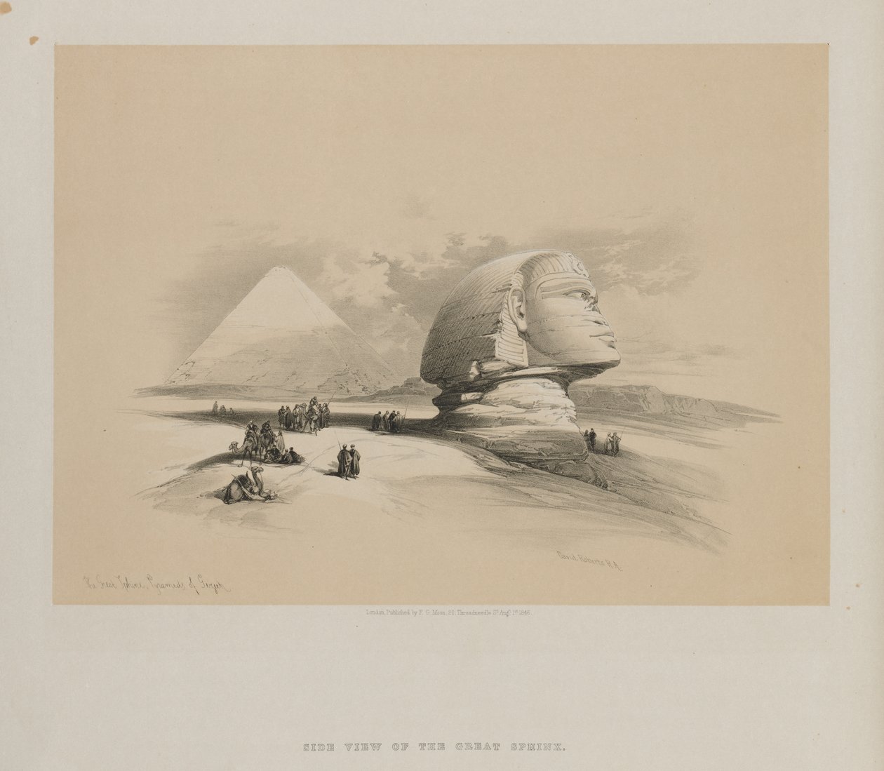 Egypten og Nubien, bind I: Den store sfinks, pyramiderne i Gezeeh, 1846. af Louis Haghe