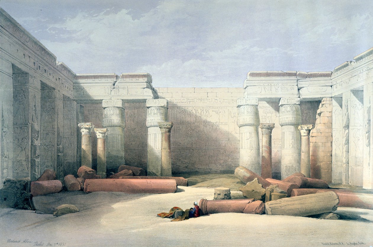 Medinet Abou, Theben, 5. december 1832, Egypten, 1800-tallet af Louis Haghe