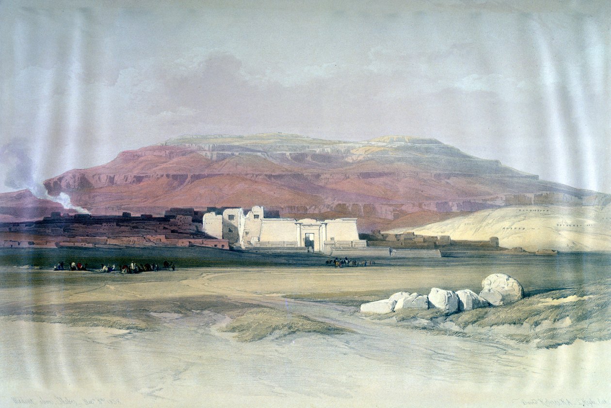 Medinet Abou, Theben, 8. december 1832, Egypten, 1800-tallet af Louis Haghe