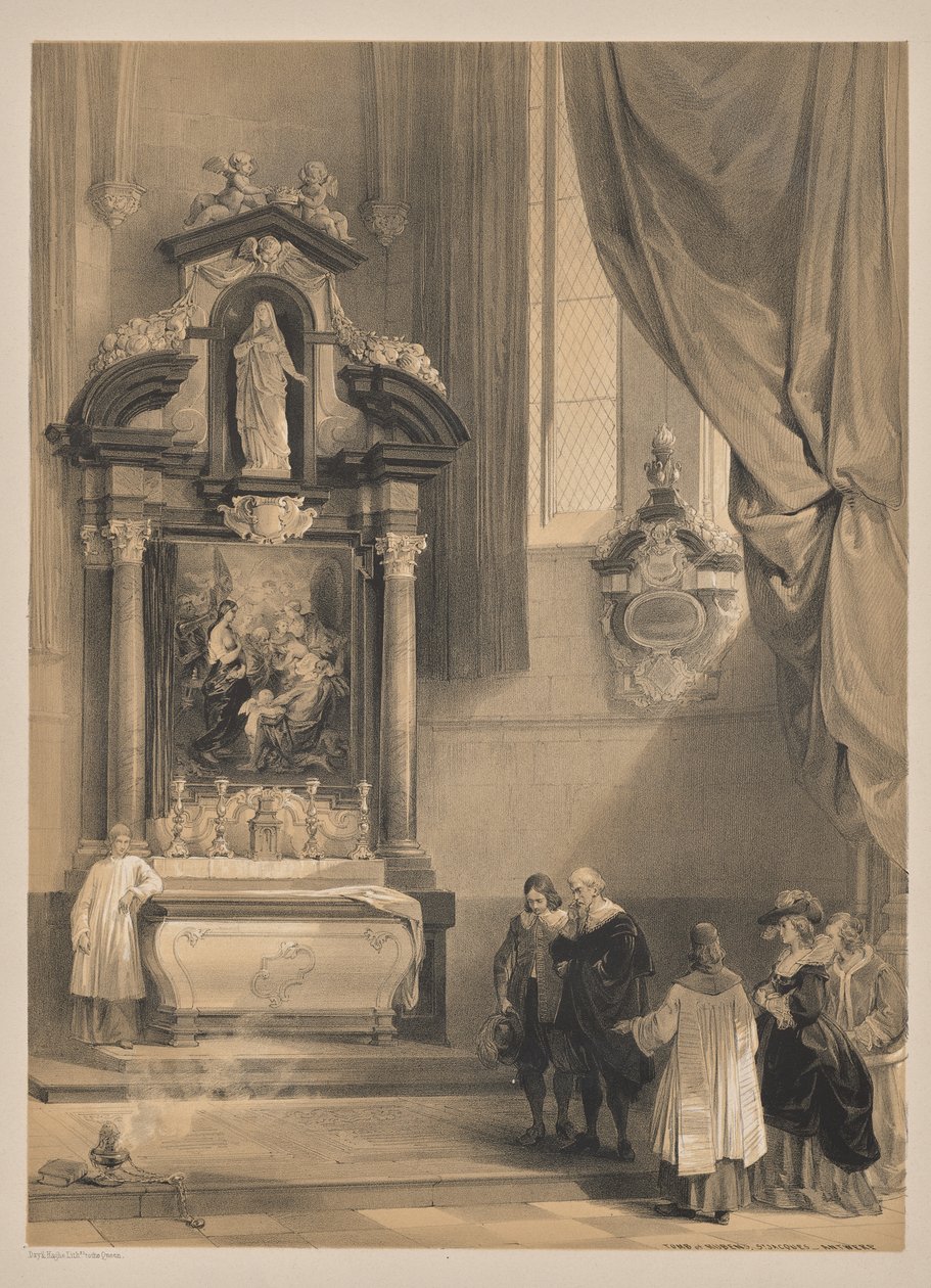 Skitser i Belgien og Tyskland, anden serie: nr. 26 - Rubens grav, St. Jacques, Antwerpen af Louis Haghe