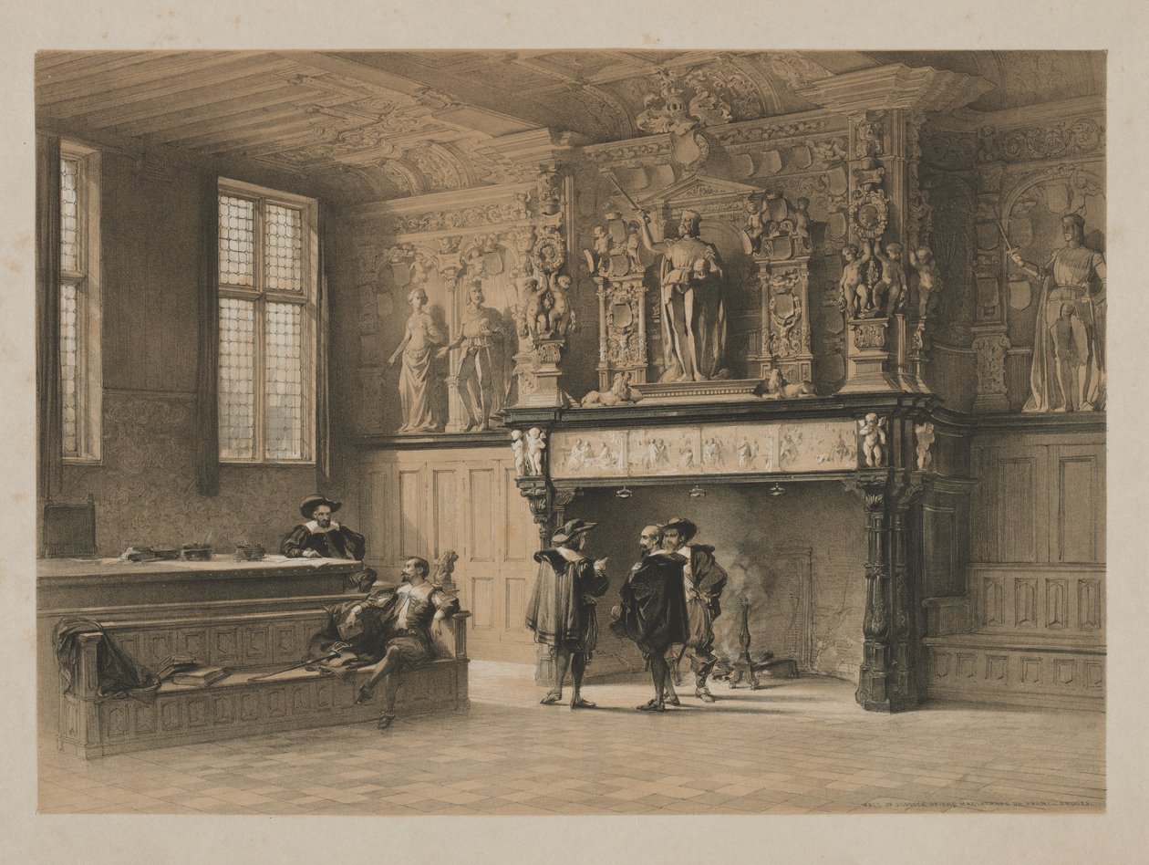 Skitser i Belgien og Tyskland, bind I: Justitssalen for Magistrates du Franc, Brugge af Louis Haghe