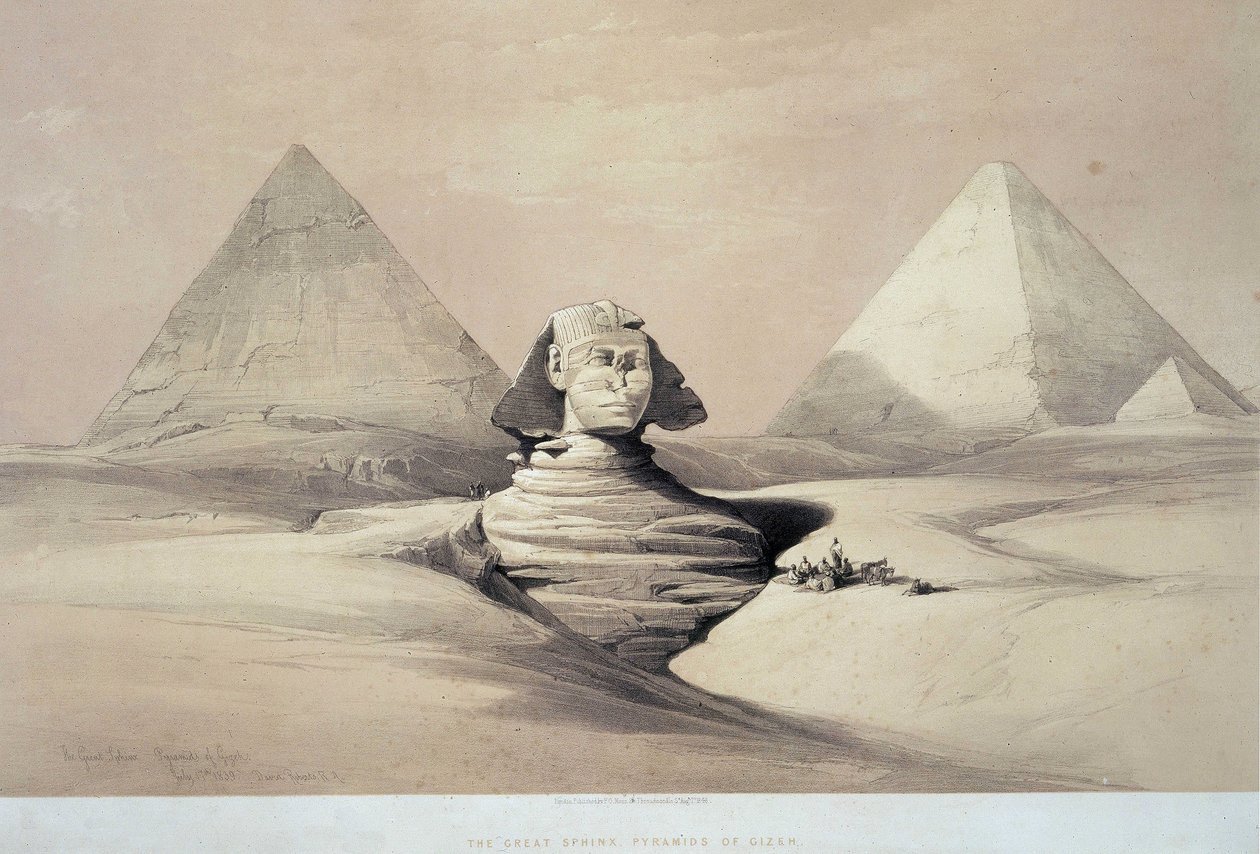 Den store sfinks fra Gizeh. 1800-tallet (litografi) af Louis Haghe
