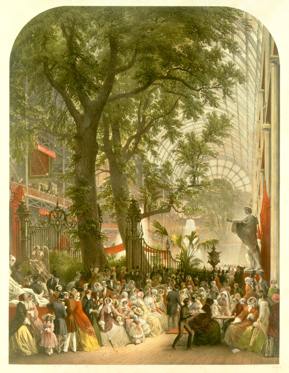 Krystalpaladsets tværskib, 1851 (farvet litho) af Louis Haghe