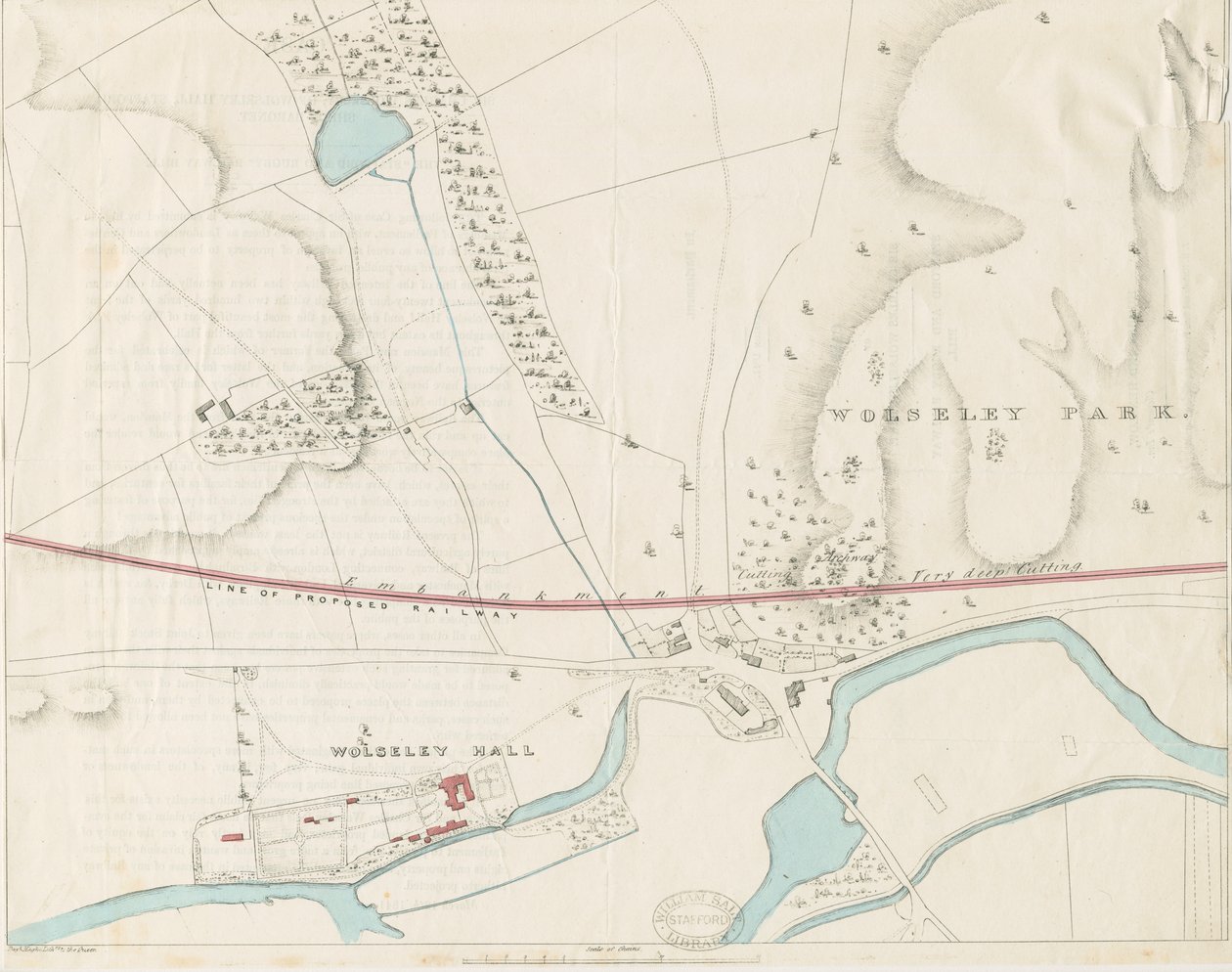 Wolseley Hall: litografi over tone, nd [1806-1885] af Louis Haghe