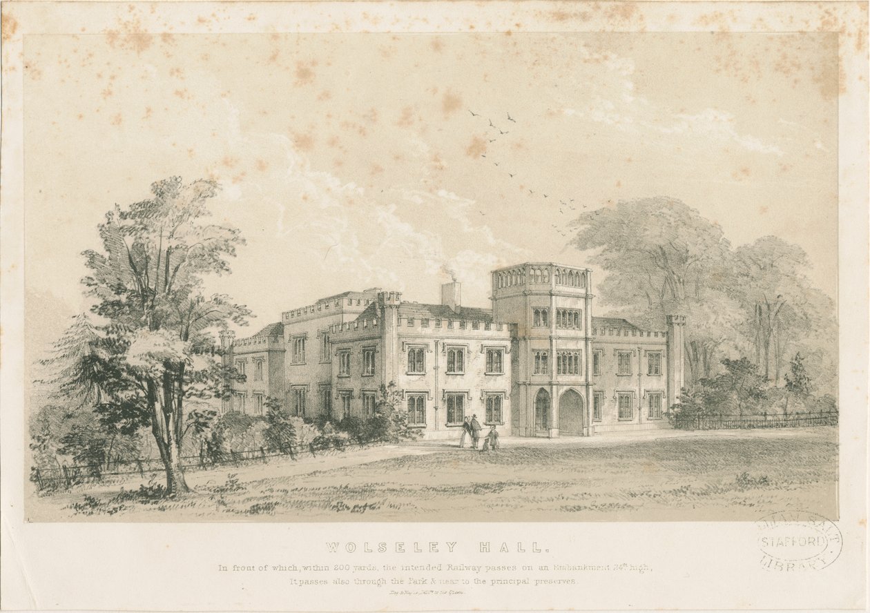 Wolseley Hall: stålgravering, nd [c 1830] (tryk) af Louis Haghe