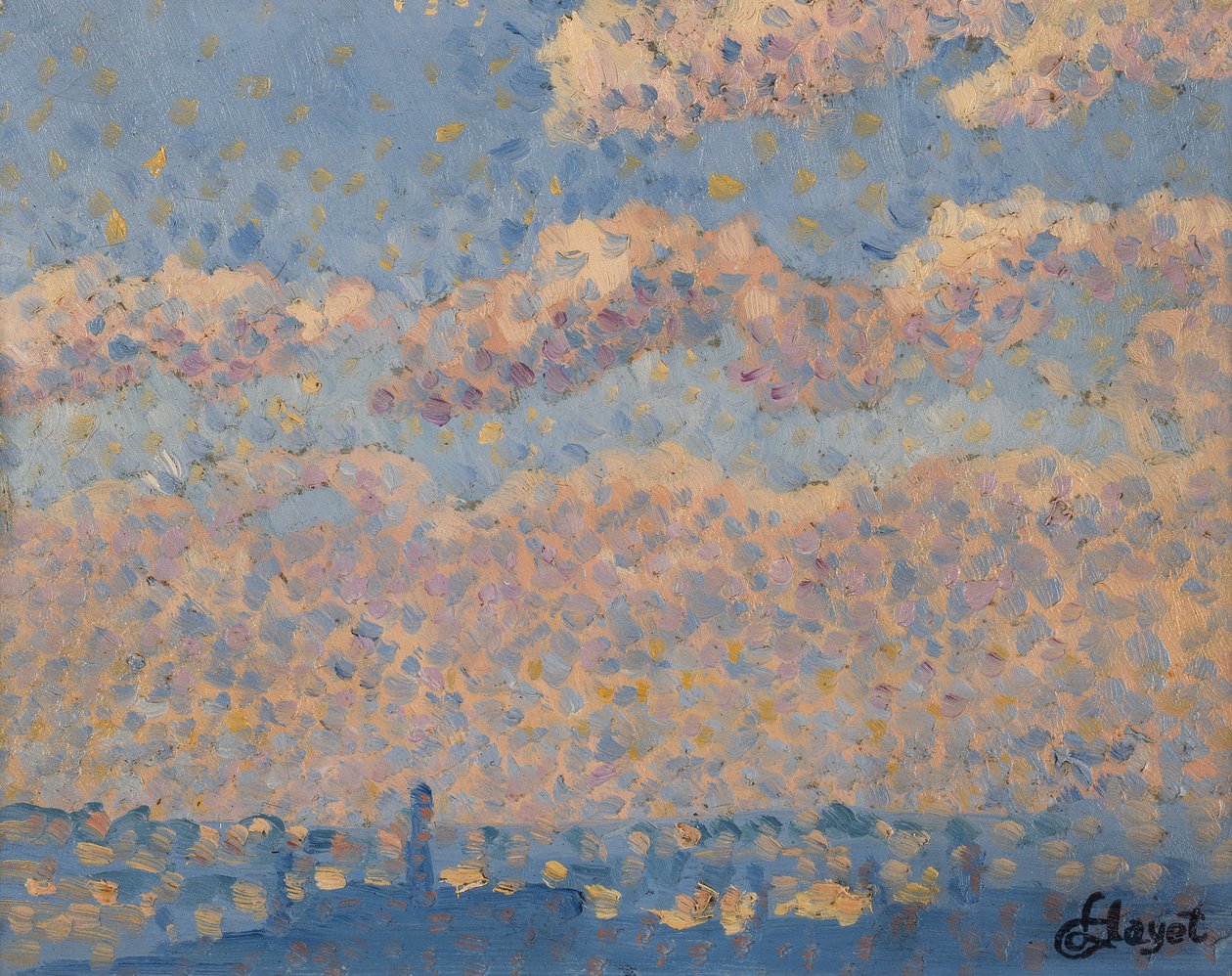 Himmel over byen af Louis Hayet