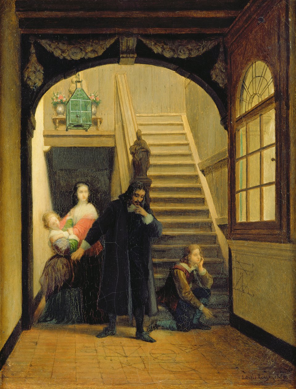Scene fra Blaise Pascals ungdom (1623-62) 1860-70 af Louis Hector Leroux