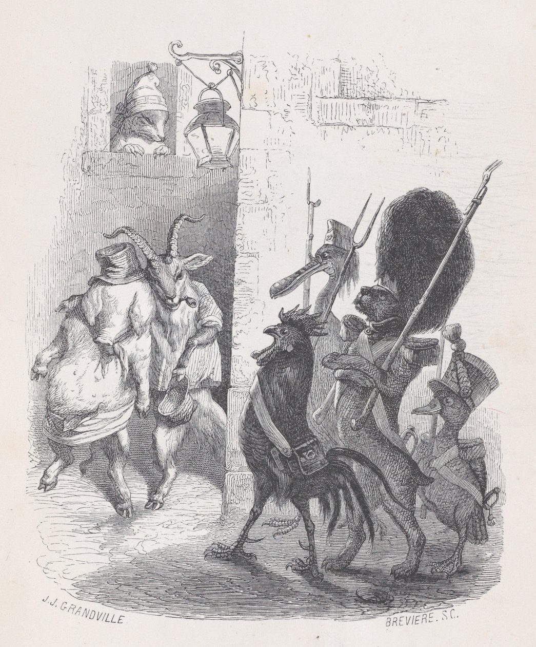 Mere end én gang, mens han forlod maskebolden, blev Mr. de *** arresteret af patruljen... ca. 1837-47. af Louis Henri Brévière