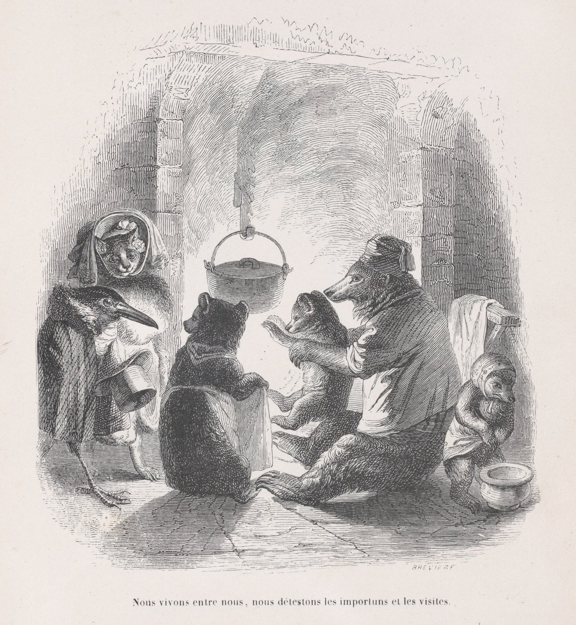Vi bor indbyrdes, vi hader generne og besøgene fra Scener fra..., ca. 1837-47. af Louis Henri Brévière