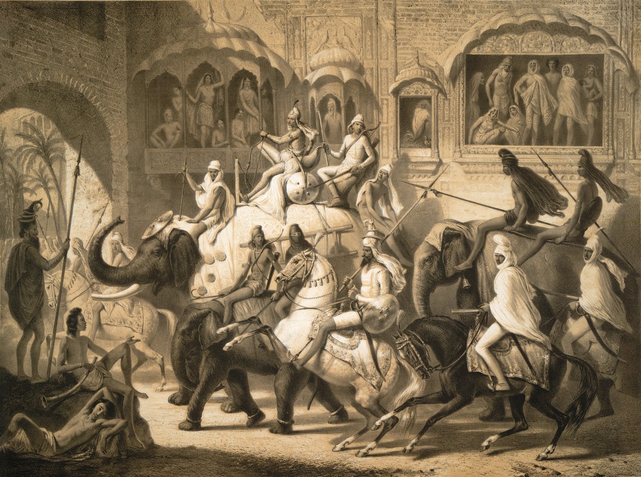 En gade i Lahore (marts 1842) af Louis Henri de Rudder
