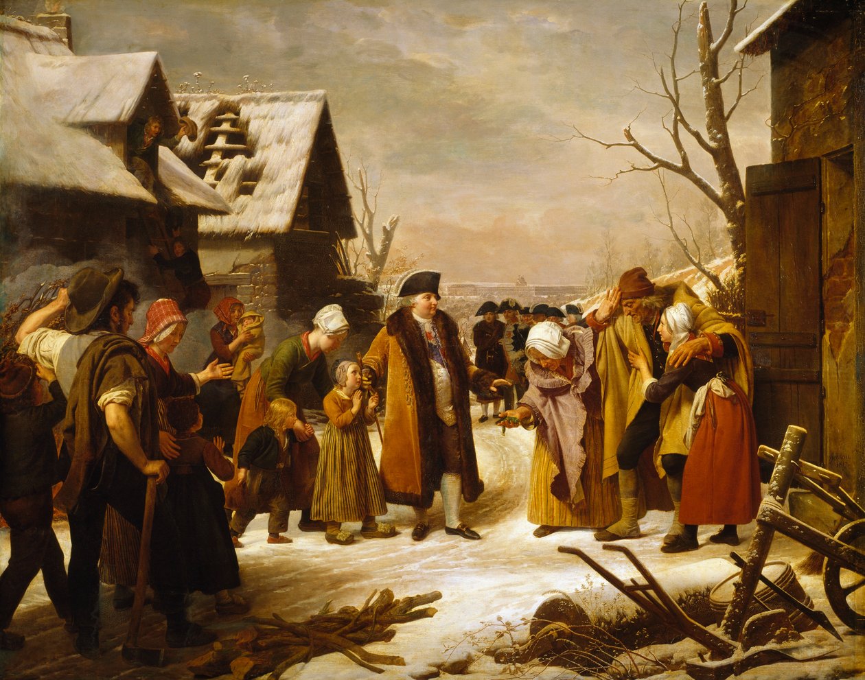 Louis XVI uddeler almisser til de fattige i Versailles i vinteren 1788 af Louis Hersent