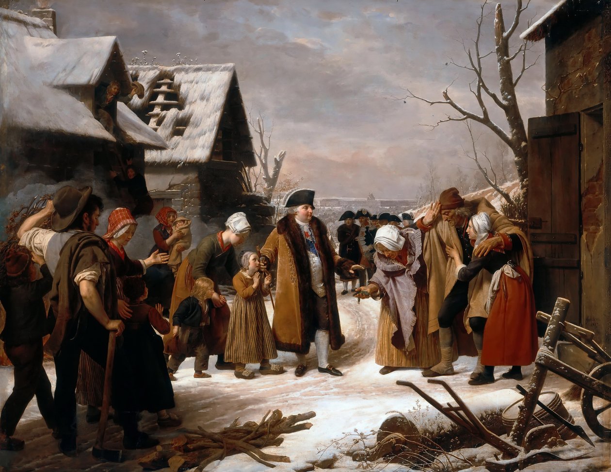 Louis XVI uddeler almisser til de fattige i Versailles i vinteren 1788 af Louis Hersent