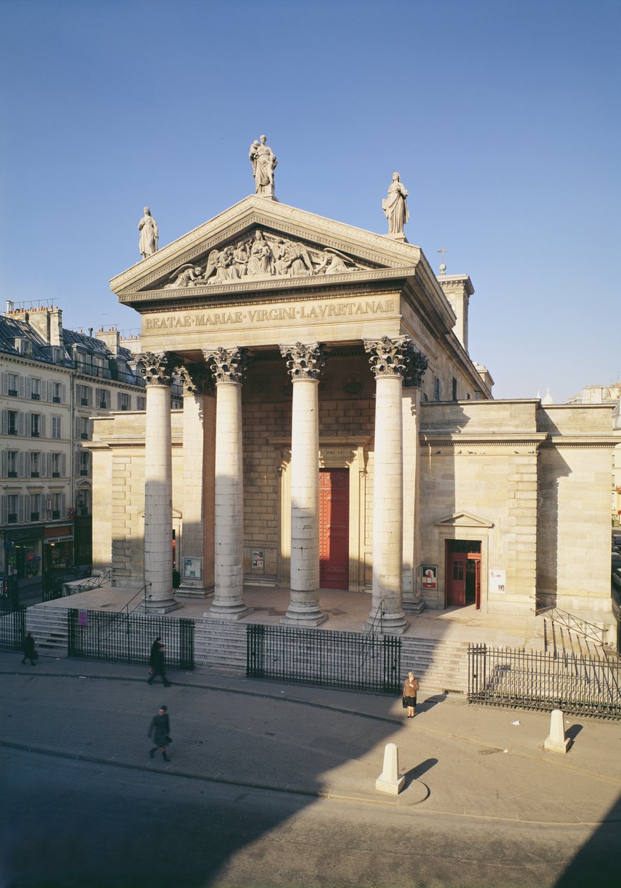 Facade af kirken Notre-Dame de Lorette, bygget 1823-36 af Louis Hippolyte Lebas