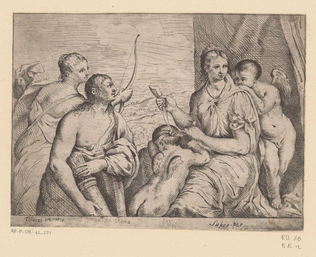 Venus binder for øjnene Amor af Louis I Boullogne