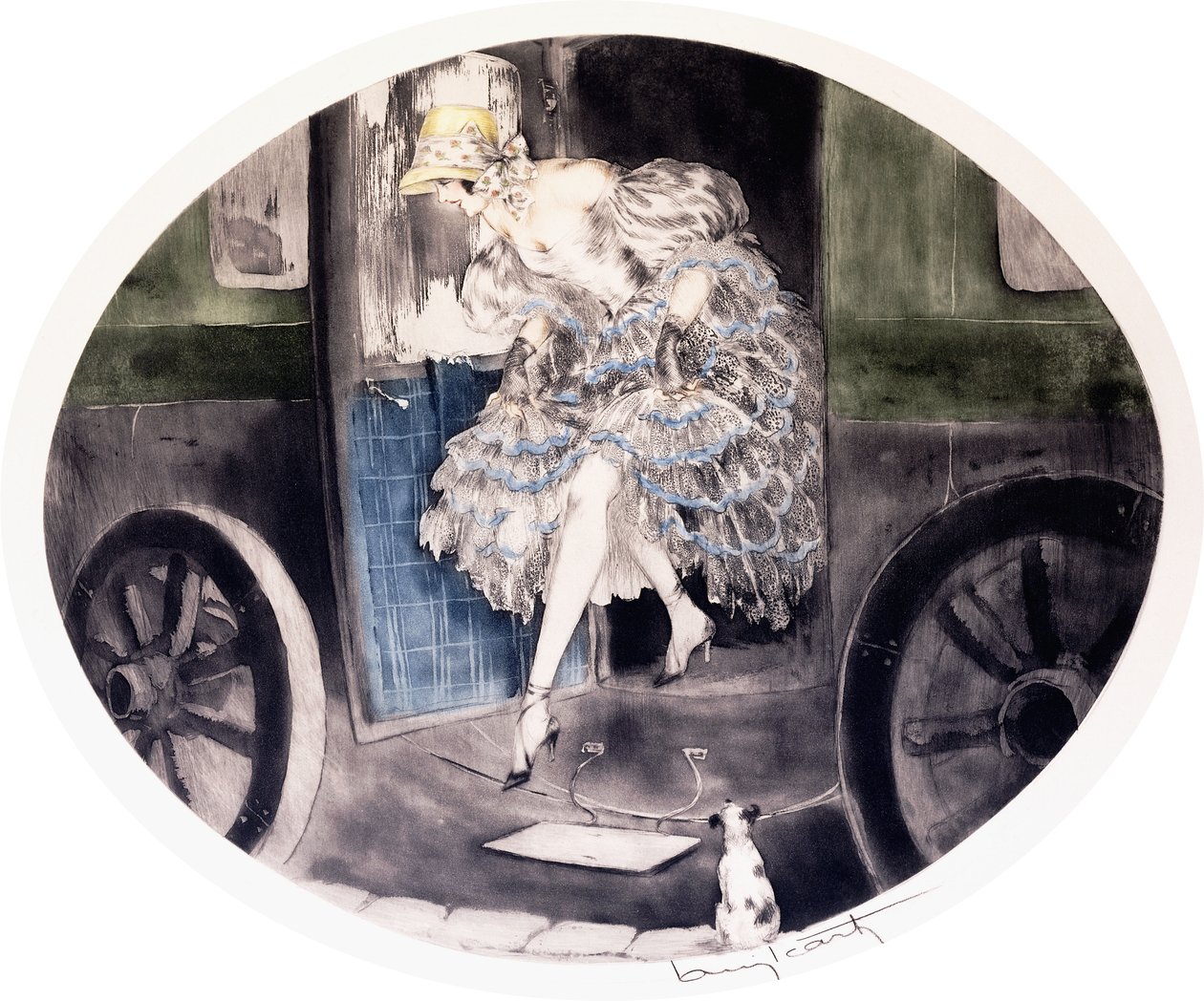 Afstigning fra vognen, ca. 1920-1930
